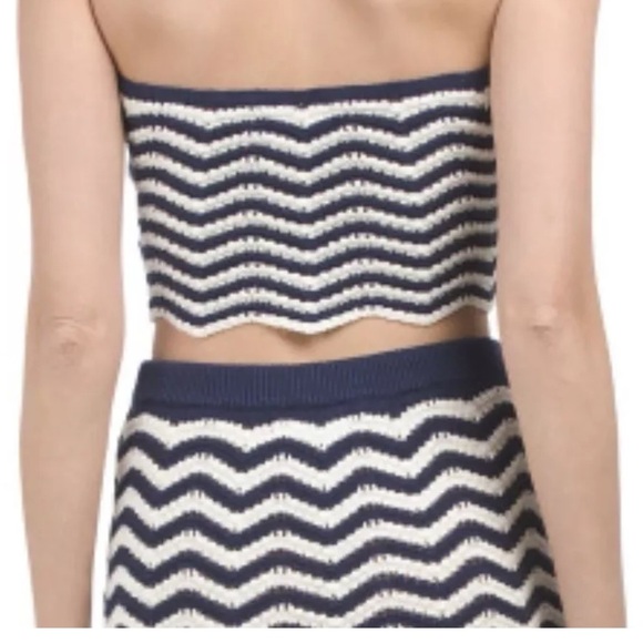4TH & RECKLESS island crochet Knitted Crop top in navy & white Size M - Picture 3 of 9